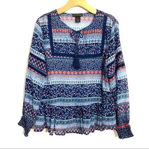Design365  Bohemian Tunic Blouse floral flowy casual top Saksoff5th  size L